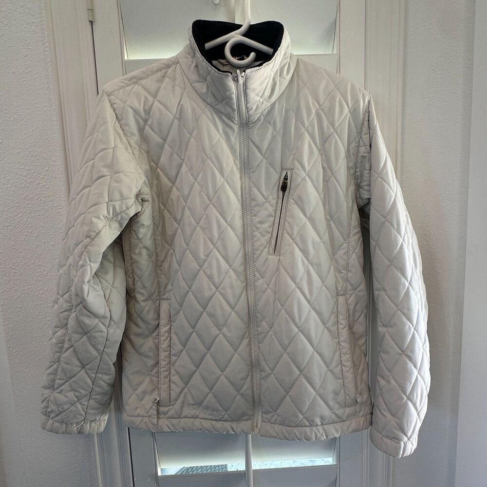 Columbia Vertex Quilted Jacket Cream Fleece Collar Full Zip Womens Medium